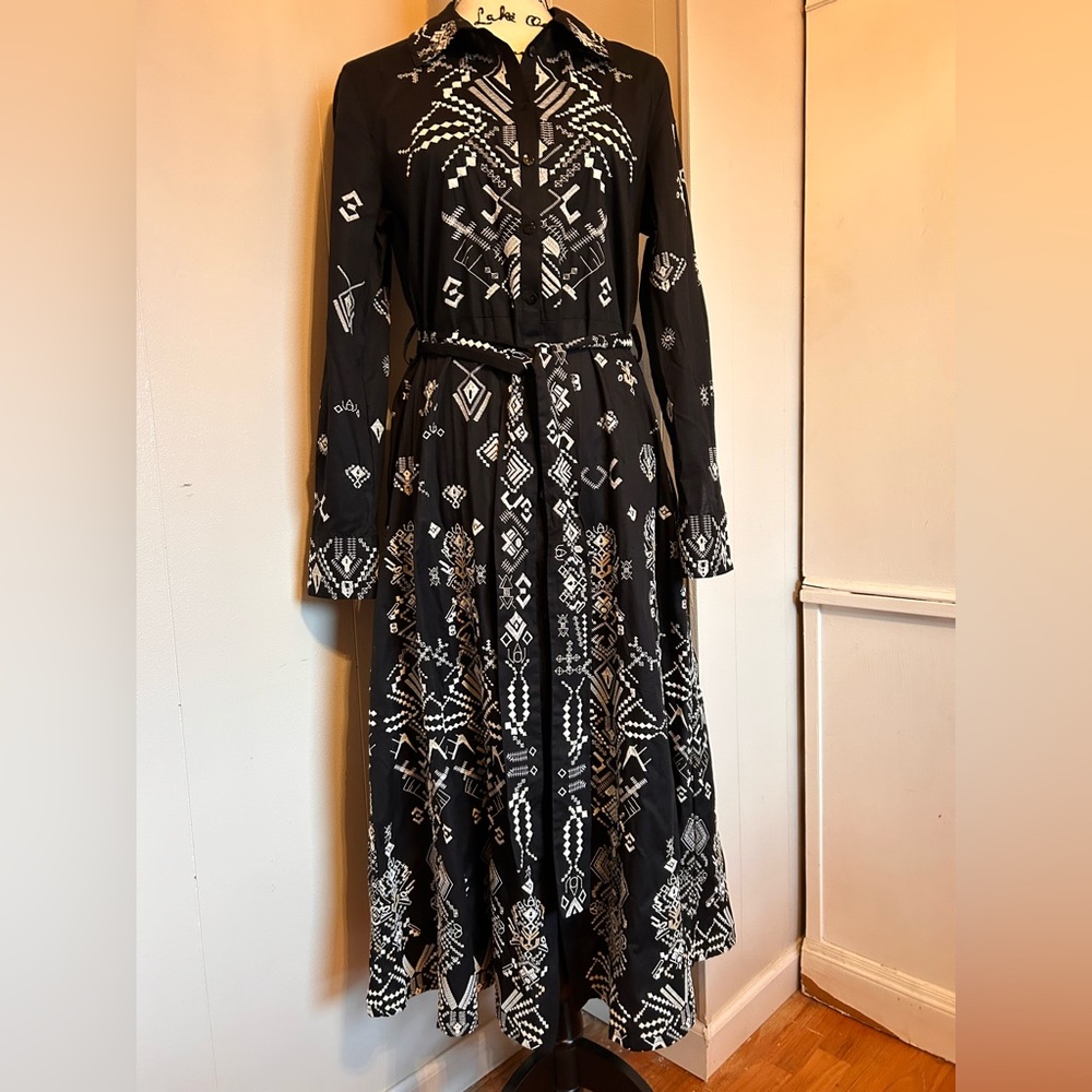 Ivko dress, beautiful, button-down , hand embroidered incredible detail.